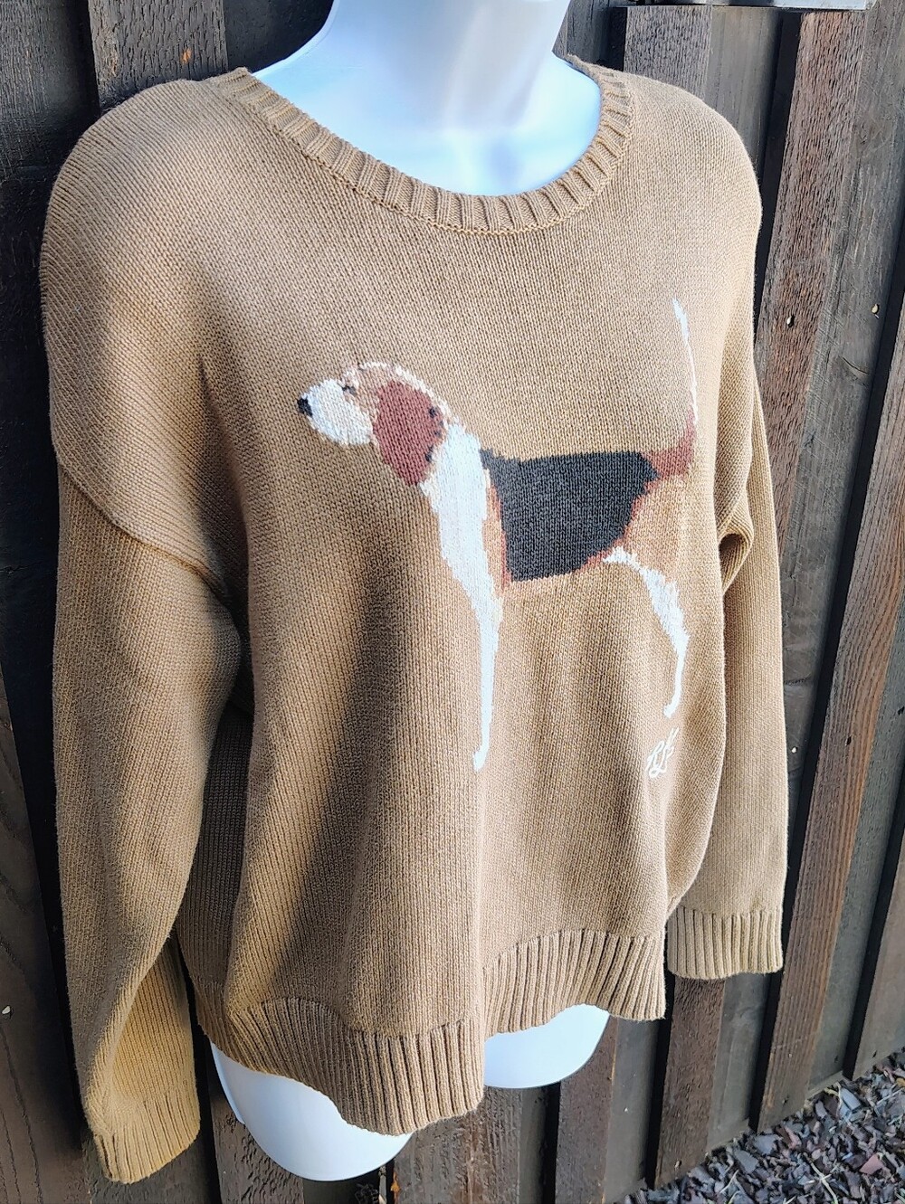Ralph Lauren Camel Beagle Intarsia Crewneck Sweater - Picture 3 of 6